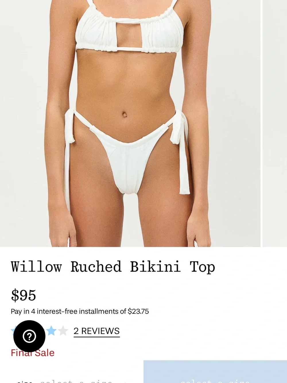 Frankie's Bikinis White willow ruched Bikini Top